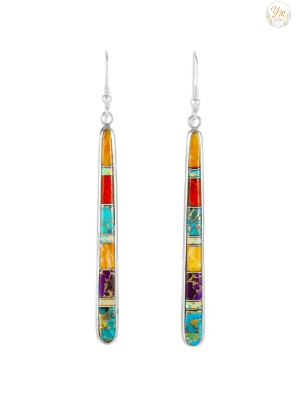 Sterling Silver Turquoise Drop Earrings Genuine Gemstone Lever Back 2.5"